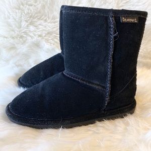 Bearpaw girls black suede boots size 3Y